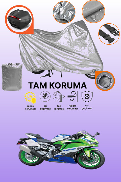 dokaca حقيبة خلفية رمادية اللون ومتوافقة مع قماش دراجة نارية متوافق مع كاواسا...