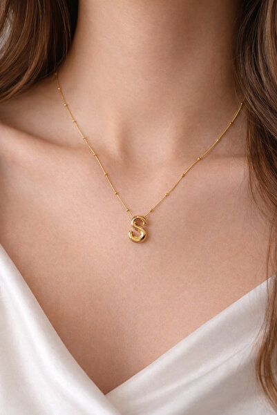 charmove ile kendinizi şımartın 14K altın Renginde S Harfli Balon Model Çelik...