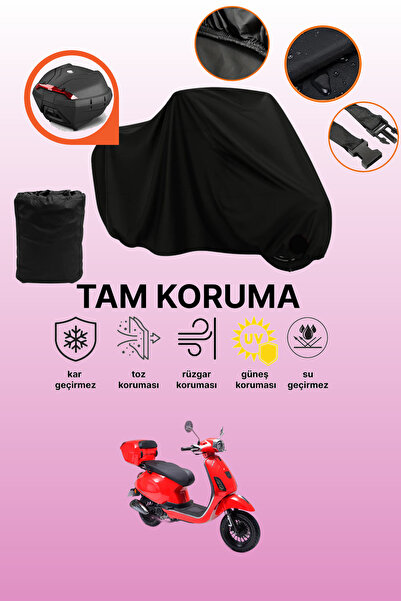 dokaca Rks Azure 50 Compatible Motorcycle Tarpaulin Compatible with Black Rea...