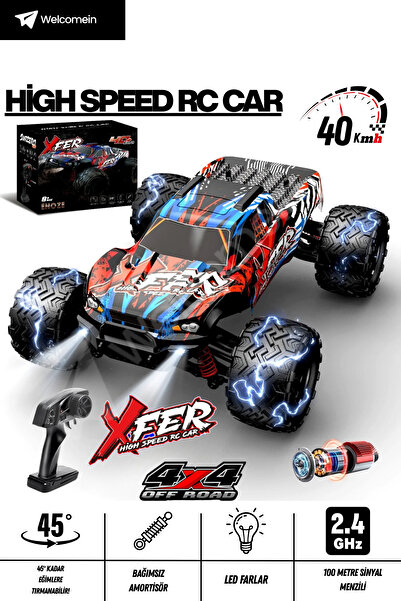 welcomein 40 Km/h 4WD Yüksek Performanslı Elektrikli RC Araba – Uzaktan Kuman...