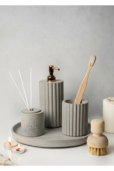 LALEZEN HOME Round Soap Dispenser with Tray and Toothbrush Holder 30ml Fragra...