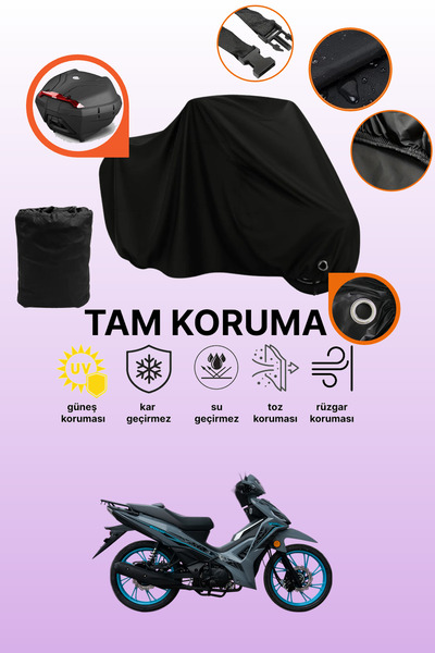 dokaca Black Rear Bag and Lock Compatible Yuki Solid 125 Compatible Motorcycl...