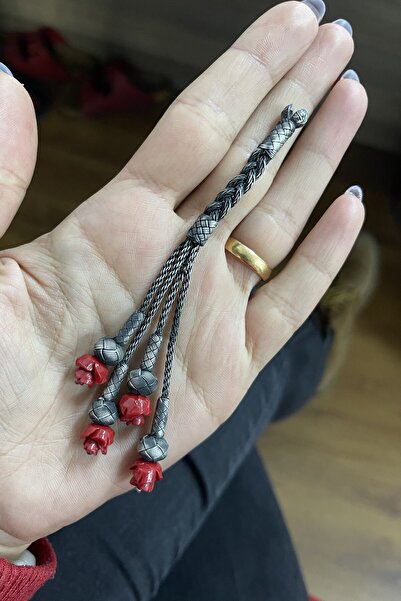 KAZZAZE Silver Handmade Trabzon Kazaziyesi Rose Beads and Knitted Detailed Fo...