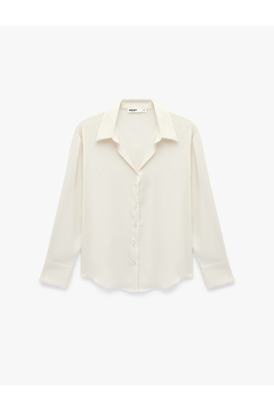 Koton Regular Fit Long Sleeve Classic Collar Buttoned Satin Shirt