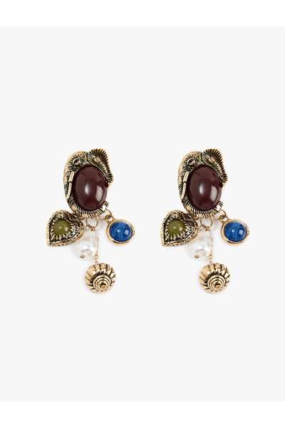 Koton Multi-Colored Stone Detailed Charm Dangle Elephant Earrings - X Melis A...