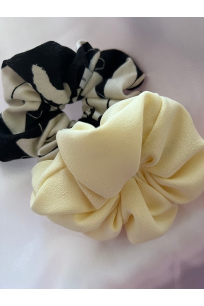 OIA Atelier Black Cream Scrunchie Rubber Band Set