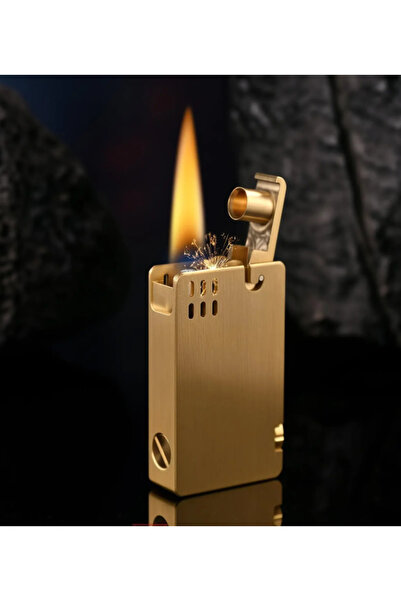 NikaŞ Retro Mekanik Benzinli Çakmak - Koleksiyonluk Şık Hediye Kutulu Altın S...