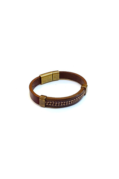 HER ŞEY NOTA www.herseynota.com Brown Patterned Leather Men's Bracelet – Anti...
