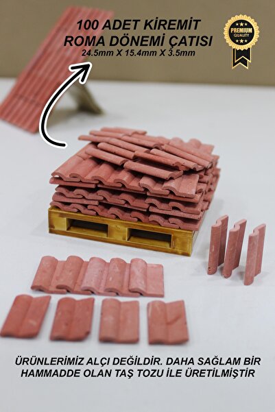BLACKONECLASS Gerçekçi Minyatür İnşaat Roma Dönemi Çatı Kiremiti 100 Adet 1/1...