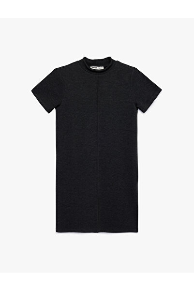 Koton Lightweight Mock Neck Short Sleeve Slim Fit Mini Dress