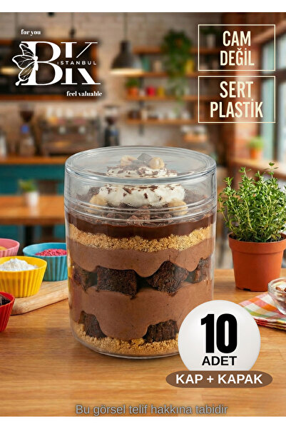 bkistanbul Kapaklı Magnolya Kasesi 10 Kap + 10 Kapak | Kapaklı Mika Sunum Kab...