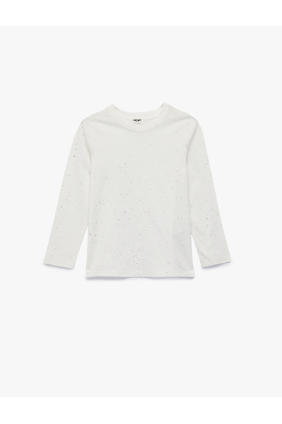 Koton Pamuklu Sim Detaylı Uzun Kollu Bisiklet Yaka Tişört