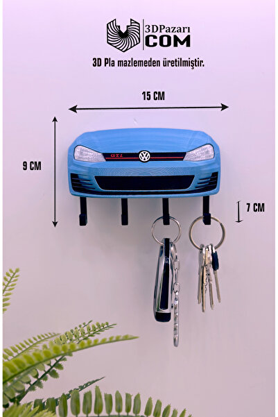 Butik Golf Mk7 Model Designed Light Blue Color 3D Printing Decorative Key Hanger
