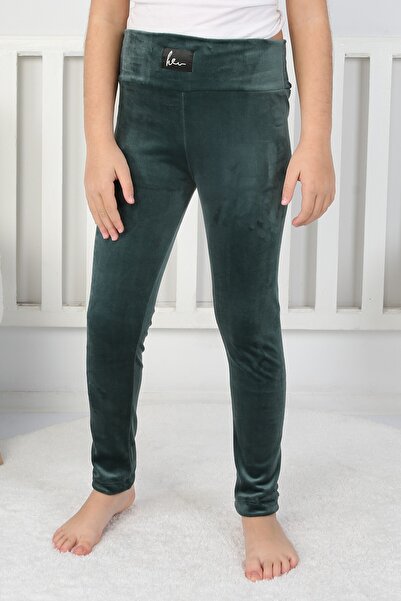buğrahayalin Stretch Fabric Velvet Fabric Girls' Casual Leggings with Embroid...