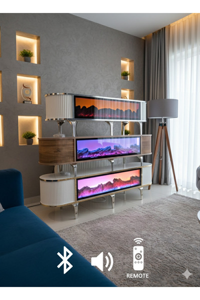 Arslan furniture Şömineli oval mebran TV ünitesi