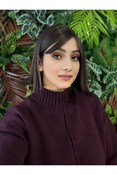 aura peruk Koyu kahve tonundaki bob kesim kısa liza modelimiz