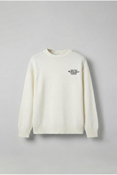 ablukaonline Men's Oversized Essential Knitted Sweater 100% Cotton Ecru