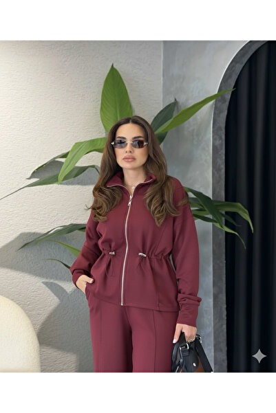 By Merve Darende طقم بنطلون كارديجان مودال مع حزام خصر قابل للتعديل