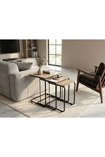 ModernEvveOfis C Tekerlekli Zigon Sehpa MDF Siyah Boyalı - Lake Boyalı Kenar ...