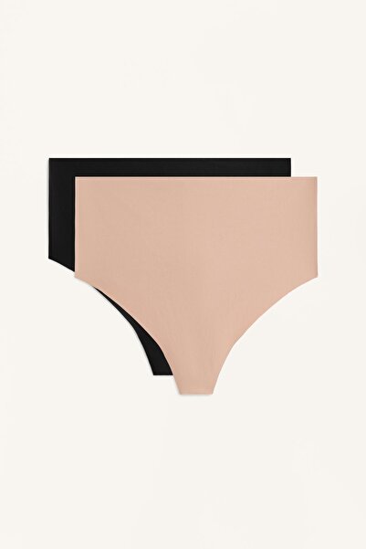 Oysho 2 adet yüksek belli tanga, poliamit karışımı, görünmez, orta destekli