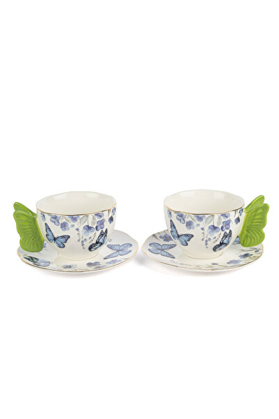 esdekor Butterfly Lovers 2li Çay Fincan Seti 250cc Mutfak Butik Porselen