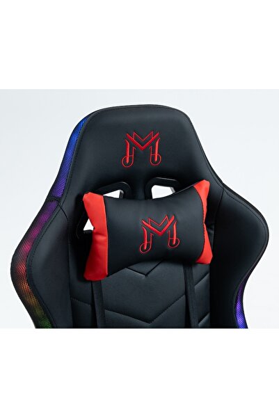 Mobplayers Scaun gaming MbPlayers Power Full Options, Masaj si Incalzire, Boxe, Bluetooth, Iluminare LED RGB, Negru-Rosu