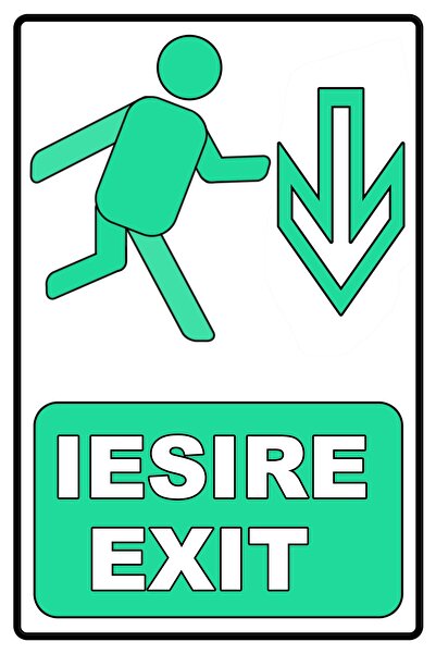 GGMag Tablouri Plăcuțe PVC Bilingve de Semnalizare „Iesire / Exit”, Inapoi