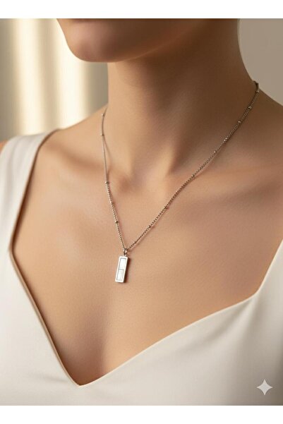 stainles steel Silver Color Dorical Acrylic Stone Steel Necklace