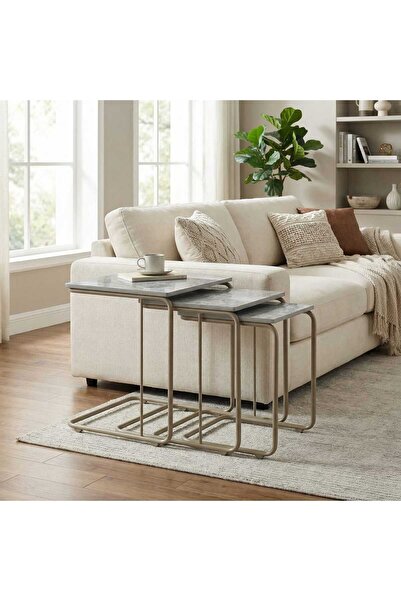 ModernEvveOfis C Tekerlekli Zigon Sehpa MDF Cappucino Boyalı - Lake Boyalı Ke...