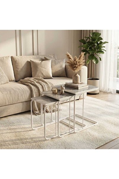 ModernEvveOfis C Tekerlekli Zigon Sehpa MDF Beyaz Boyalı - Lake Boyalı Kenar ...