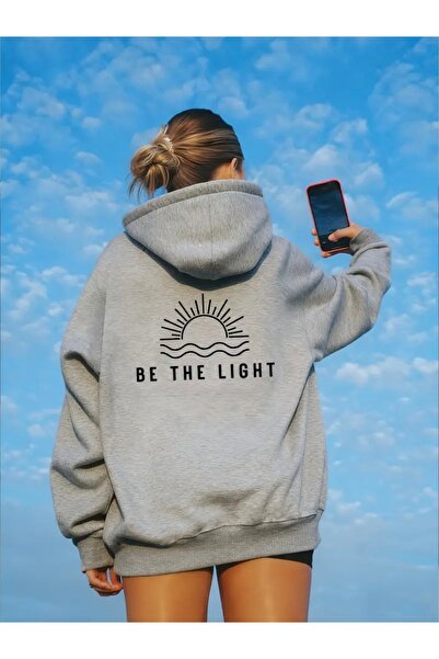 FUFLUNS Be the Light Printed Oversized Unisex Women/Men K Hooded Sweatshirt