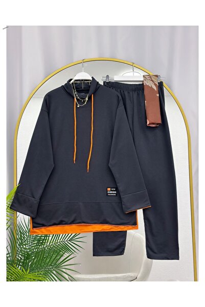 ÇALIŞKAN MODA Stand-Up Collar Piece-Embellished Combed Cotton Double Suit [Ex...