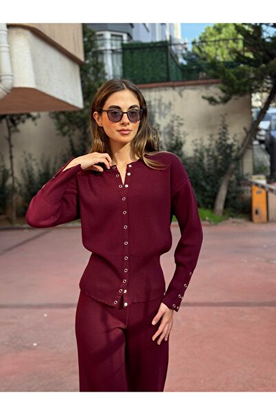 LOVELYSTORE Stylish Snap Button Casual & Office Standard Knitwear Set