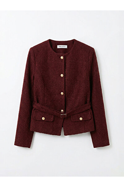 LC Waikiki Bordo Bisiklet Yaka Kadın Tüvit Ceket