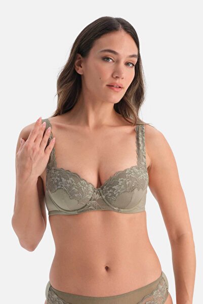Dagi Khaki Lace Detailed Bra