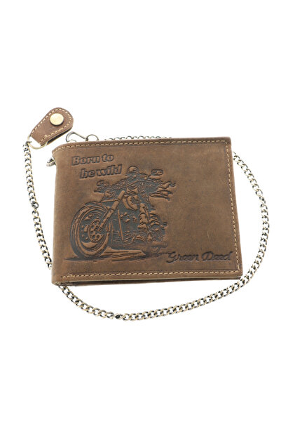 GiftExpress Men's Chopper Genuine Leather Wallet with Chain, RFID Protection