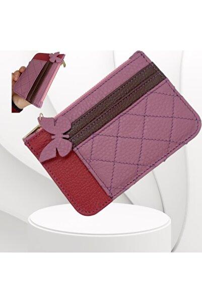 OEM Women's Card Holder, Leather, Purple-Red-Brown(18)