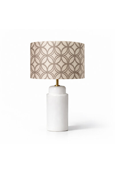 Mivera Maison DEKORATİF KUMAŞ KAPLAMA ABAJUR BAŞLIĞI,SERAMİK GÖVDE ABAJUR