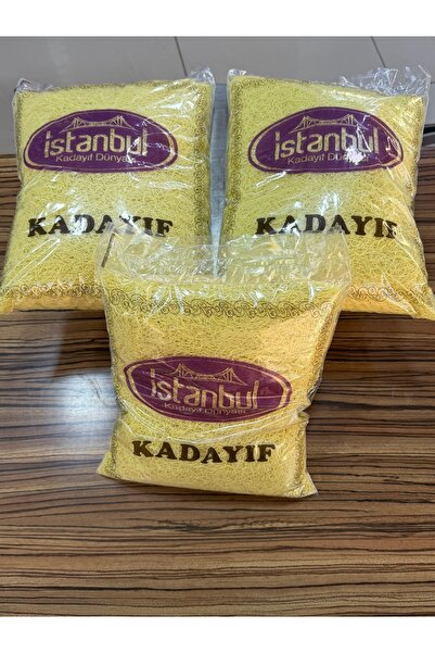 yöresel İstanbul Kadayıf Dünyası ÇİĞ KADAYIF Tel Kadayıf 3 KG (1 KG x 3 Paket)