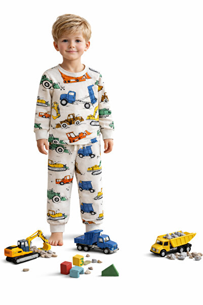 NAİLE COLLECTİON طقم بيجامة للأولاد من القطن بنسبة 100% بأكمام طويلة ونمط سيا...