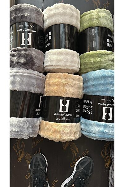 Lauren Single flannel and linen fleece blanket for hotels, 220 g/m², gray, 1....