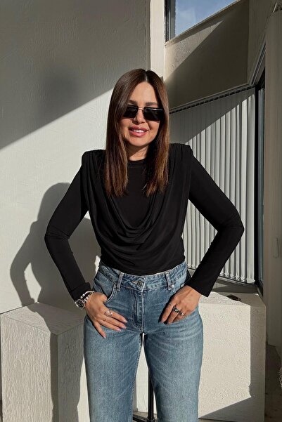 ELVAN TOLON Black Crop Blouse