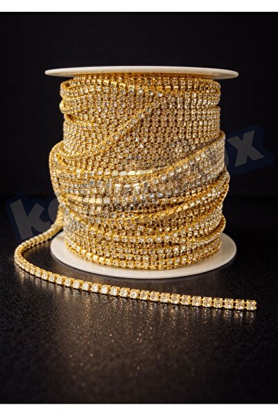 Kardelux شريط من الأحجار الكريستالية - حجر بييغلو ذهبي (2 متر - سمك 2 مم) (Ss12)
