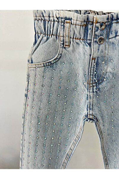 Lolliboomkids بنطال جينز بتصميم حجري - أزرق جينز - 2-3 سنوات - ST00312-أزرق ج...