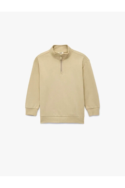 Koton guler ridicat Manecă lungă, cu jumătate de fermoar, bumbac basic cu căp...