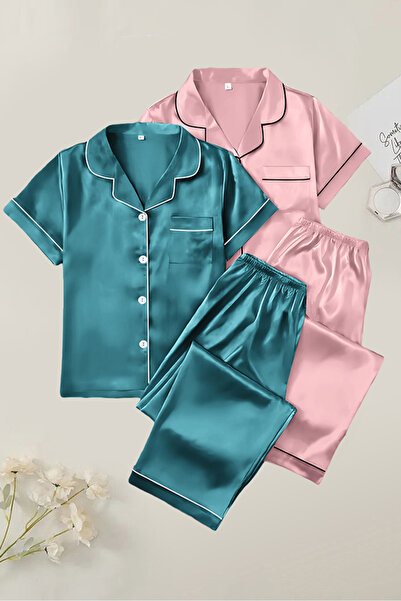 Sweet Dream Women Pajamas Set Short Sleeve Loungewear with Long Pants 2 Sets