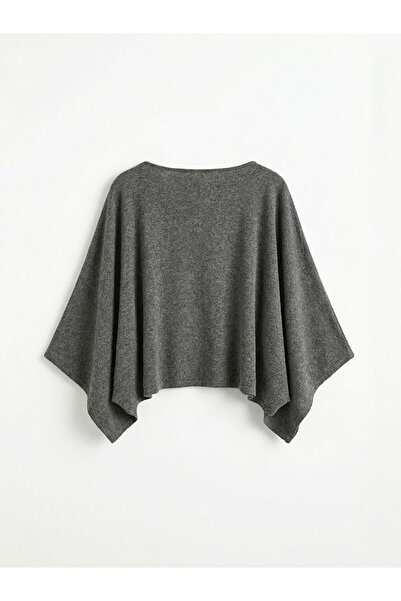 LC Waikiki MG TRENDEN Antrasit Kayık Yaka Oversize Kadın Triko Panço