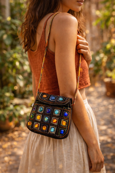 seymenbıçakçılık Handmade Embroidered Colorful Stone Detailed Bohemian Mini S...
