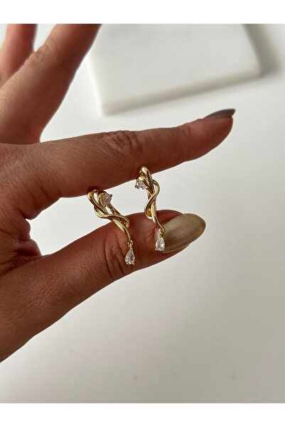 shop أقراط صغيرة من حجر الزركون على شكل موجة