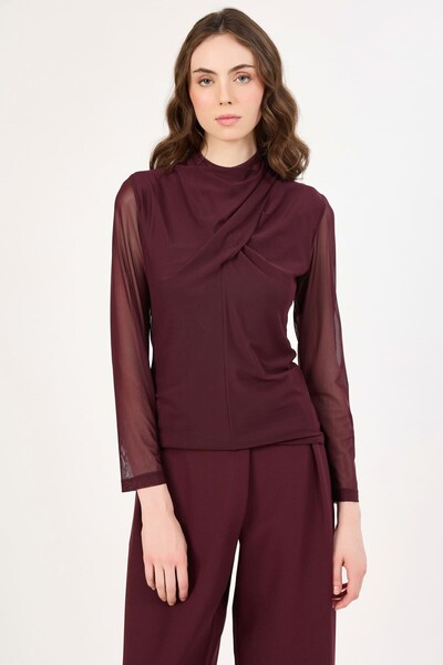 centilmen بلوزة من التول بتفاصيل ياقة من فيفر 4045